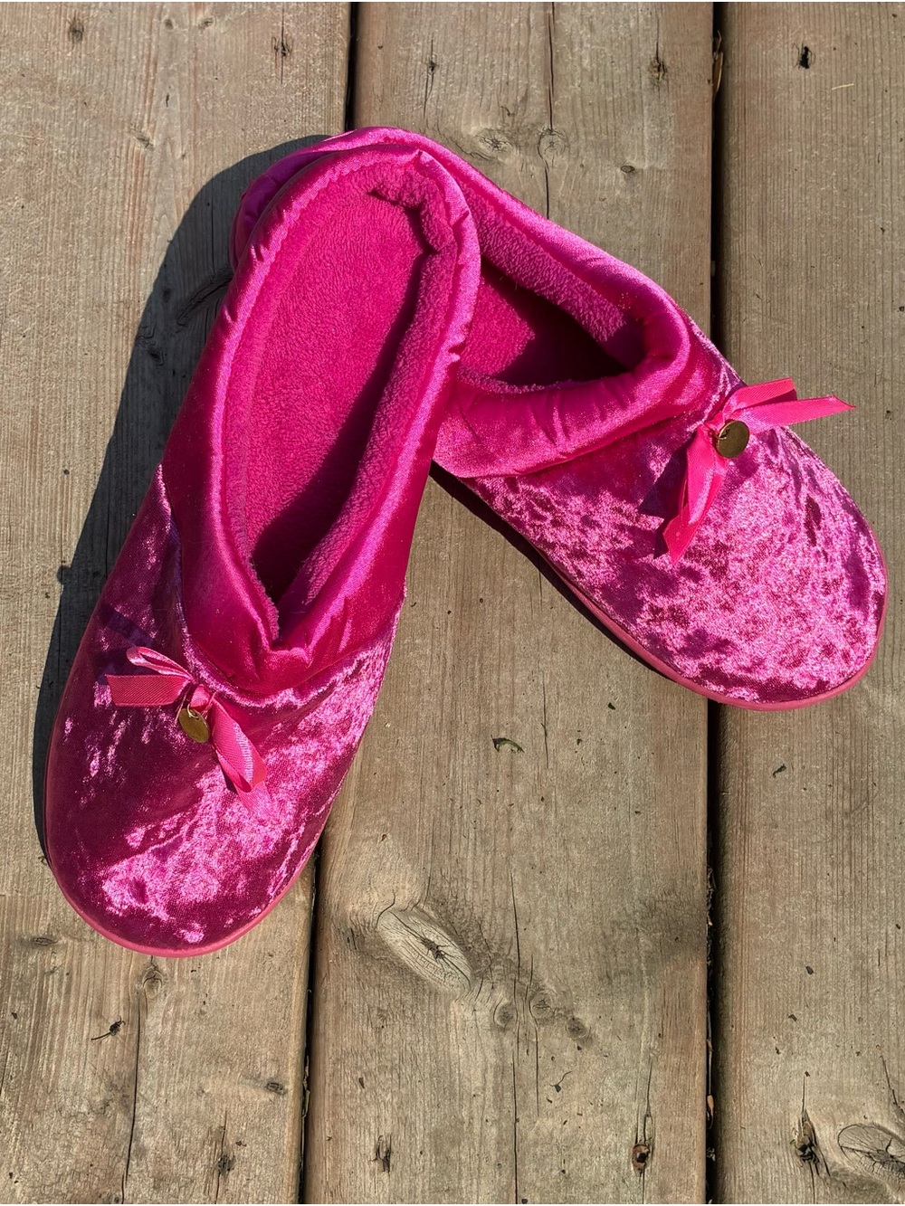 New Avon Pink Velvet Ballet Slippers with Gold Charm
